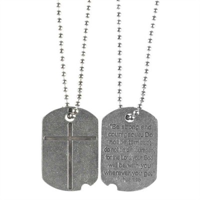 Necklace Pewter Dog tag/Cross 21 Inch Bead Chain (Pack of 2) - 603799112215 - 32-1226