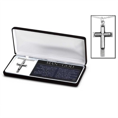 Necklace Pewter Double box Cross, 20 Inch - 714611123354 - 32-5558