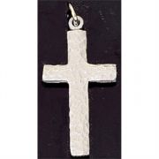 Necklace Pewter Hammered/Cross, Deluxe Gift Box 18 Inch Chain