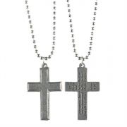 Necklace Pewter /Large Flat Cross Joshua 1:9 w/Chain (Pack of 2)