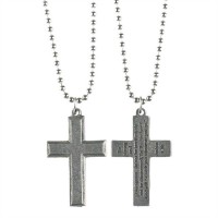 2pk -Necklace Pewter /Large Flat Cross Joshua 1:9 w/Chain (Pack of 2)