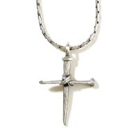 Necklace Pewter Medium Nail Cross/Wire 21 Inch