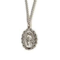 Necklace Pewter Miraculous Medal 18 Inch Chain