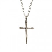 Necklace Pewter Nail Cross 24 Inch Chain w/Box
