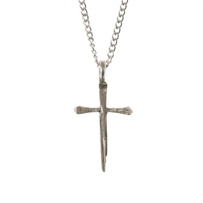 Necklace Pewter Nail Cross 24 Inch Chain w/Box - 714611175513 - 32-6322