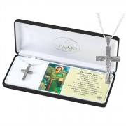 Necklace Pewter Oxide Crucifix 24 Inch Chain