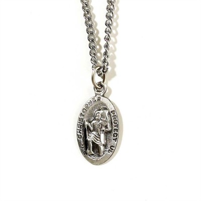 Necklace Pewter Saint Christopher 18 Inch Chain - 714611102946 - 32-5452