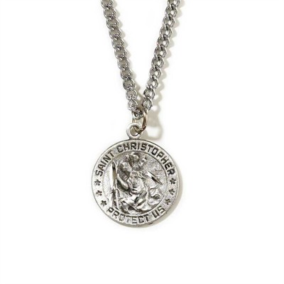 Necklace Pewter Saint Christopher 18 Inch Chain - 714611102953 - 32-5453