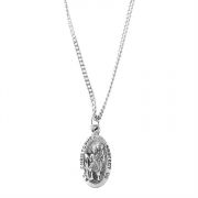 Necklace Pewter Saint Christopher Oval Medal 18 Inch Chain (Pack of 2)