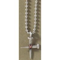 Necklace Pewter Silver Nail Cross Bead 24 Inch Box
