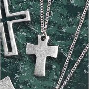 Necklace Pewter Small Box Cross 18 Inch Chain