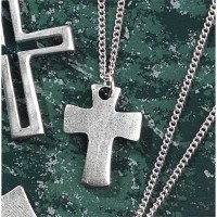 Necklace Pewter Small Box Cross 18 Inch Chain