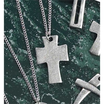 Necklace Pewter Small Flare Cross 18 Inch Chain - 714611142317 - 32-5681