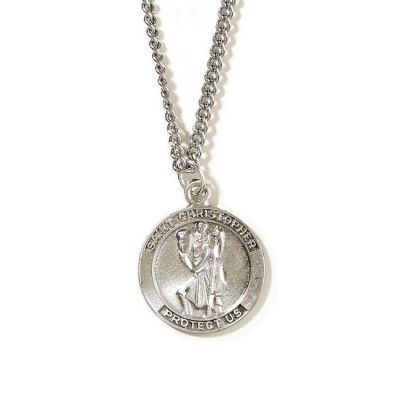 Necklace Pewter St Christopher 24 Inch Chain - 714611102984 - 32-5456