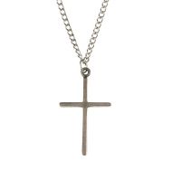 Necklace Pewter Thin Cross 24 Inch Chain Dbox