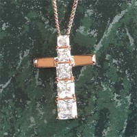 Necklace Rose Gold Plated Journey CZ Cross 18 Inch Chain