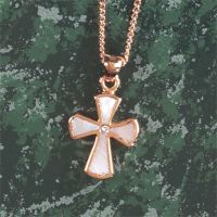 Necklace Rose Gold Plated Mop Flare Cross 18 Inch Chain