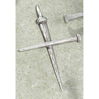Necklace satin Pewter Nail Cross 18 Inch Deluxe Gift Box - 714611098645 - 32-5424