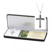 Necklace Silver Plated 1 3/16 Inch Crucifix 24" Chain