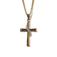 Necklace Silver Plated 2 tone, Gold Plated Cross 18 Inch