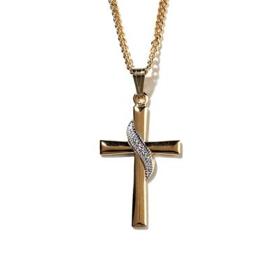 Necklace Silver Plated 2 tone, Gold Plated Cross 18 Inch - 714611136491 - 36-3814P