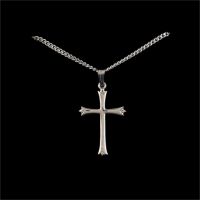 Necklace Silver Plated 3/4 Inch Bud Cross /bale, 18 Inch Chain