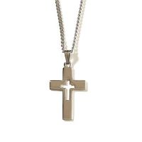 Necklace Silver Plated 3/4 Inch Cross /Cutout Cross 18 Inch Chain