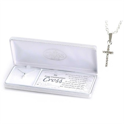 Necklace Silver Plated 3/4 Inch Cubic Zirconia Cross 16 Inch Chain - 714611159346 - 73-2646P Necklace Silver Plated 3/4 Inch Cubic Zirconia Cross 16 Inch Chain - 714611159346 - 73-2646P