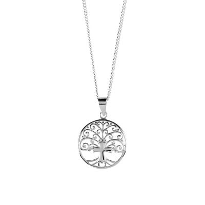 Necklace Silver Plated 3/4in. Tree Of Life/Cross 18" (Pack of 2) - 714611185475 - 73-4561P