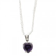 2pk -Necklace Silver Plated 6mm Amethyst CZ Heart 18 Inch Chain (Pack of 2) 2pk -Necklace Silver Plated 6mm Amethyst CZ Heart 18 Inch Chain (Pack of 2)