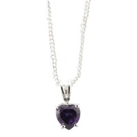 2pk -Necklace Silver Plated 6mm Amethyst CZ Heart 18 Inch Chain (Pack of 2) 2pk -Necklace Silver Plated 6mm Amethyst CZ Heart 18 Inch Chain (Pack of 2)