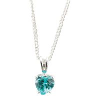 Necklace Silver Plated 6mm Aquamarine CZ Heart 18 Inch (Pack of 2)