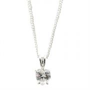 Necklace Silver Plated 6mm Clear CZ Heart 18 Inch Chain (Pack of 2)