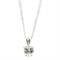 2pk -Necklace Silver Plated 6mm Clear CZ Heart 18 Inch Chain (Pack of 2)