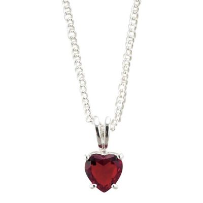 Necklace Silver Plated 6mm Garnet CZ Heart 18 Inch (Pack of 2) - 714611182023 - 73-4701P