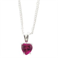 2pk -Necklace Silver Plated 6mm Ruby CZ Heart 18 Inch (Pack of 2) 2pk -Necklace Silver Plated 6mm Ruby CZ Heart 18 Inch (Pack of 2)
