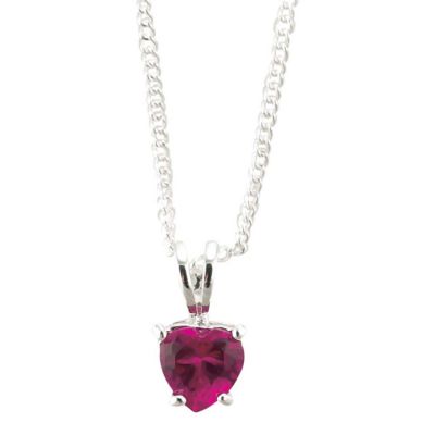 Necklace Silver Plated 6mm Ruby CZ Heart 18 Inch (Pack of 2) - 714611182085 - 73-4707P