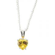 Necklace Silver Plated 6mm Topaz CZ Heart 18 Inch Chain (Pack of 2)