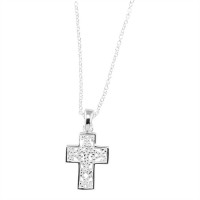 2pk -Necklace Silver Plated 9/16" Box Cross 18" Chain (Pack of 2)