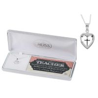 Necklace Silver Plated A Caring Heart/Cross 18 In. Chain