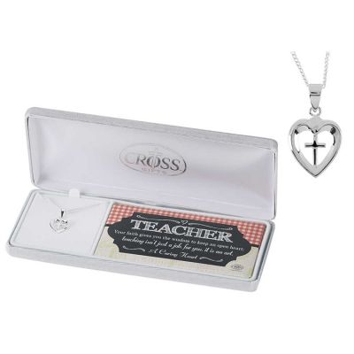 Necklace Silver Plated A Caring Heart/Cross 18 In. Chain - 603799000451 - 73-4672P