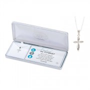 Necklace Silver Plated Acts 2:28 Cross/Cubic Zirconia 18 Inch Chain