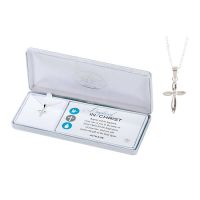 Necklace Silver Plated Acts 2:28 Cross/Cubic Zirconia 18 Inch Chain