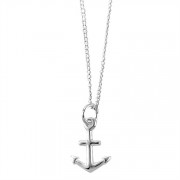 Necklace Silver Plated Anchor Cross 18 Inch Chain