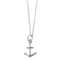 Necklace Silver Plated Anchor Cross 18 Inch Chain