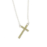 Necklace Silver Plated August Cubic Zirconia Cross 18 Inch +1 Inch Necklace Silver Plated August Cubic Zirconia Cross 18 Inch +1 Inch