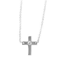 Necklace Silver Plated Box Cross /CZ 18 Inch Chain
