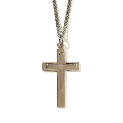 Necklace Silver Plated Box Cross/Nail Cross 24 Inch - 714611136972 - 36-8952P