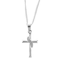 Necklace Silver Plated Cross /CZ Sash 18 Inch Chain Deluxe Gift Box