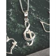 Necklace Silver Plated Cross/Musical Staff 18 Inch Chain